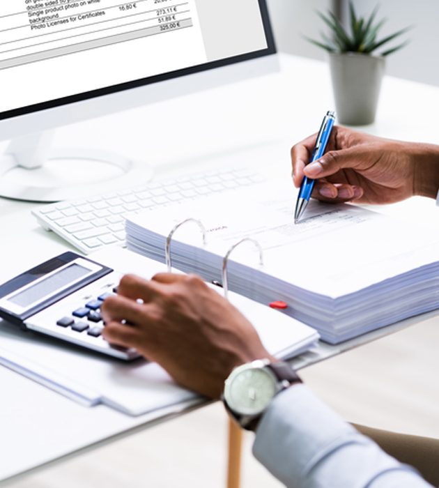 Accountant reviewing financial records