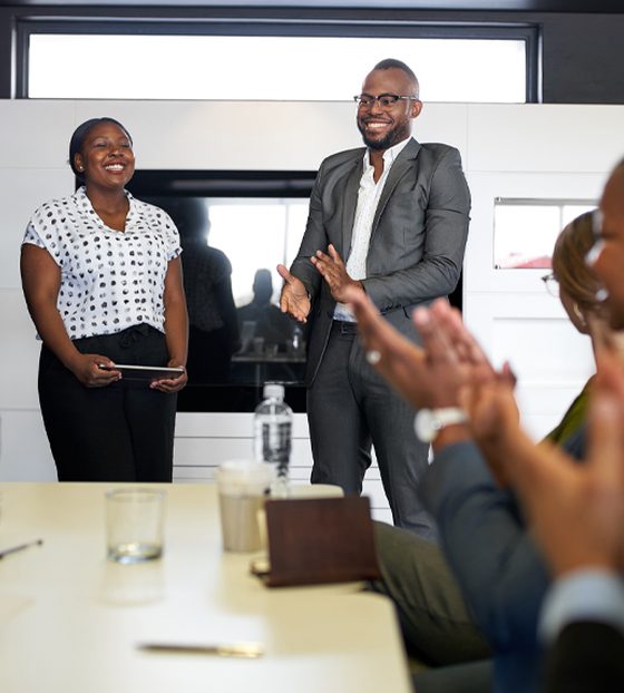 Hawthorne consultants presenting to a client team